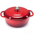 6QT Enameled Cast Iron Dutch Oven With Lid | Multi-use Pot for Home Cooking & Camping