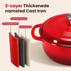 6QT Enameled Cast Iron Dutch Oven With Lid | Multi-use Pot for Home Cooking & Camping