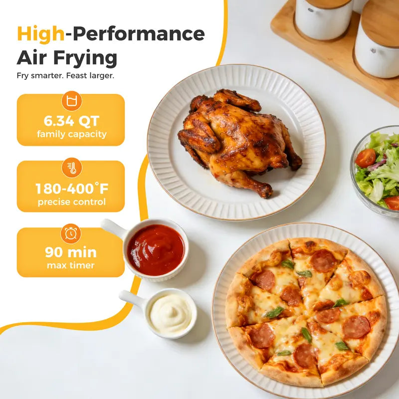 6.34QT Air Fryer | No Fuss Crispy Meals For Busy Families