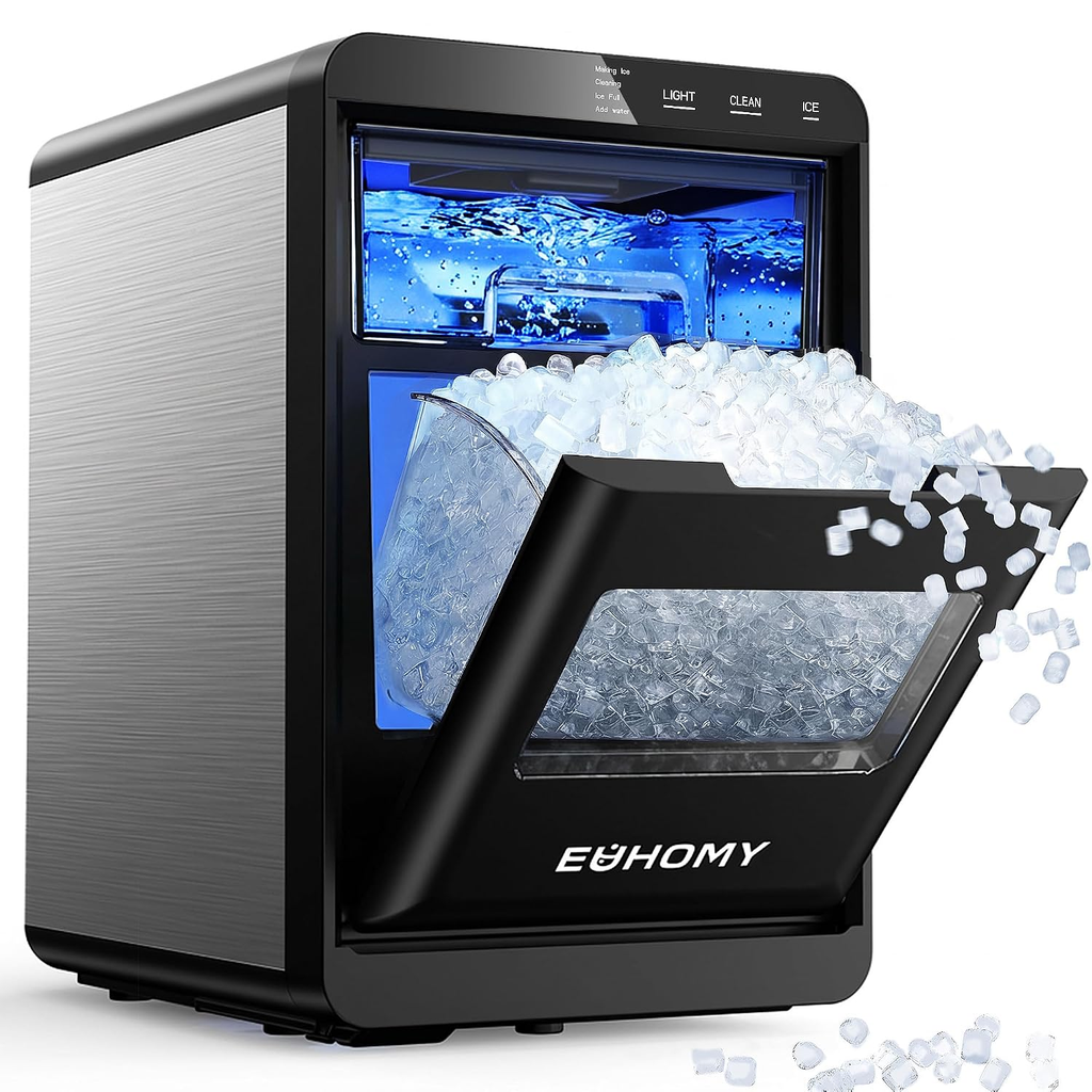 Countertop Nugget Ice Maker | 40Lbs/Day Pebble Sonic Ice Machine, Self-Cleaning Design, Includes Ice Scoop & Basket for Home Kitchen