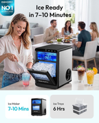 Countertop Nugget Ice Maker | 40Lbs/Day Pebble Sonic Ice Machine, Self-Cleaning Design, Includes Ice Scoop & Basket for Home Kitchen