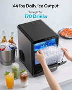 Countertop Nugget Ice Maker | 40Lbs/Day Pebble Sonic Ice Machine, Self-Cleaning Design, Includes Ice Scoop & Basket for Home Kitchen
