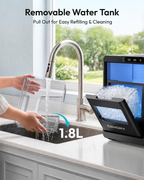 Countertop Nugget Ice Maker | 40Lbs/Day Pebble Sonic Ice Machine, Self-Cleaning Design, Includes Ice Scoop & Basket for Home Kitchen