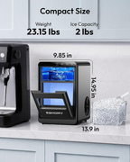 Countertop Nugget Ice Maker | 40Lbs/Day Pebble Sonic Ice Machine, Self-Cleaning Design, Includes Ice Scoop & Basket for Home Kitchen