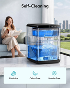 Countertop Nugget Ice Maker | 40Lbs/Day Pebble Sonic Ice Machine, Self-Cleaning Design, Includes Ice Scoop & Basket for Home Kitchen